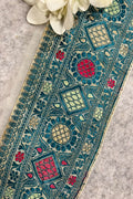 Blue Banarasi Pure Silk Lace — Vintage Border Design