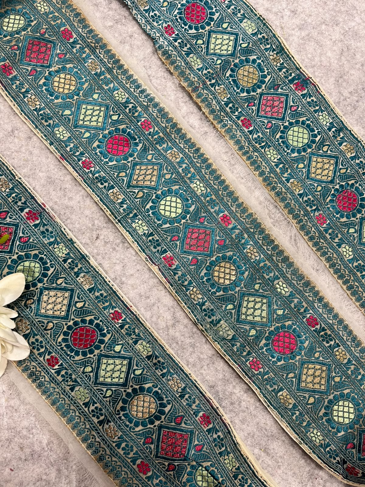 Blue Banarasi Pure Silk Lace — Vintage Border Design