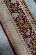 Maroon Banarasi Pure Silk Lace Vintage Border Design ( 1 Mtr )