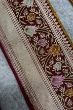 Maroon Banarasi Pure Silk Lace Vintage Border Design ( 1 Mtr )