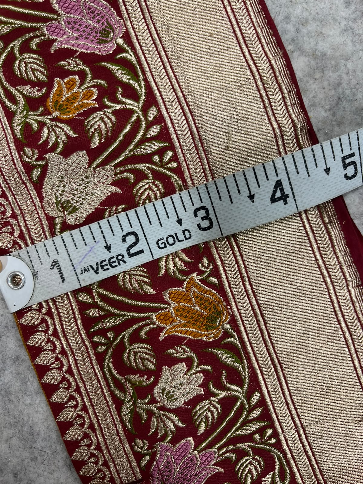 Maroon Banarasi Pure Silk Lace Vintage Border Design ( 1 Mtr )