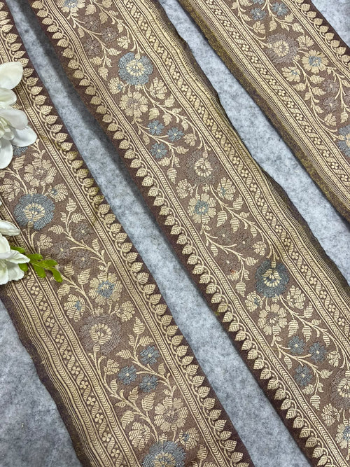 Pastel Banarasi Pure Silk Lace Vintage Border Design ( 1 Mtr )