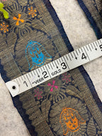 Blue Banarasi Pure Silk Lace Vintage Border Design ( 1 Mtr )