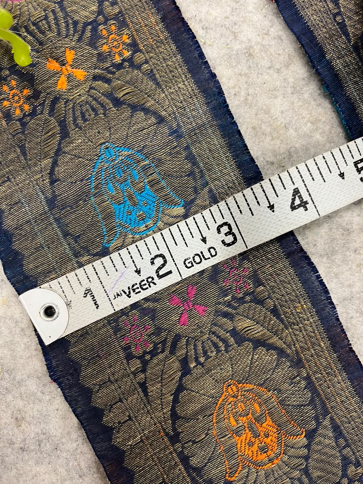 Blue Banarasi Pure Silk Lace Vintage Border Design ( 1 Mtr )