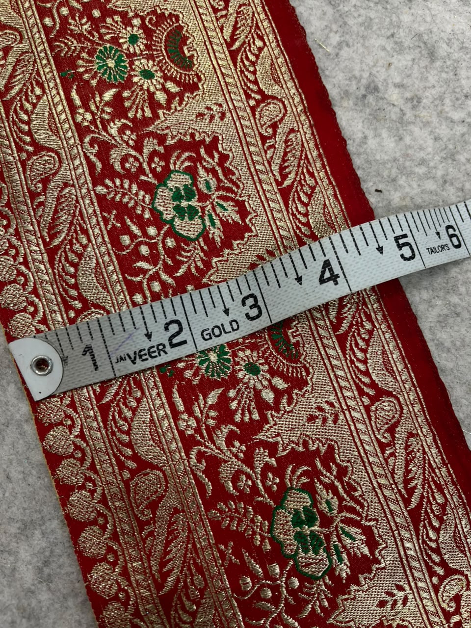 Red Banarasi Pure Silk Border Lace Vintage Design ( 1 Mtr )