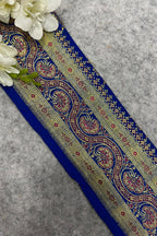 Blue Banarasi Pure Silk Border Lace Vintage Design ( 1 Mtr )