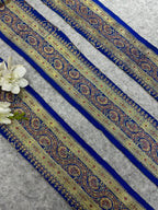 Blue Banarasi Pure Silk Border Lace Vintage Design ( 1 Mtr )