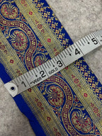 Blue Banarasi Pure Silk Border Lace Vintage Design ( 1 Mtr )