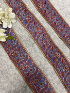Pastel Banarasi Pure Silk Border Lace Vintage Design ( 1 Mtr )