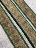 Green Banarasi Pure Silk Vintage Border Lace ( 1 Mtr )