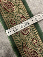 Green Banarasi Pure Silk Vintage Border Lace ( 1 Mtr )