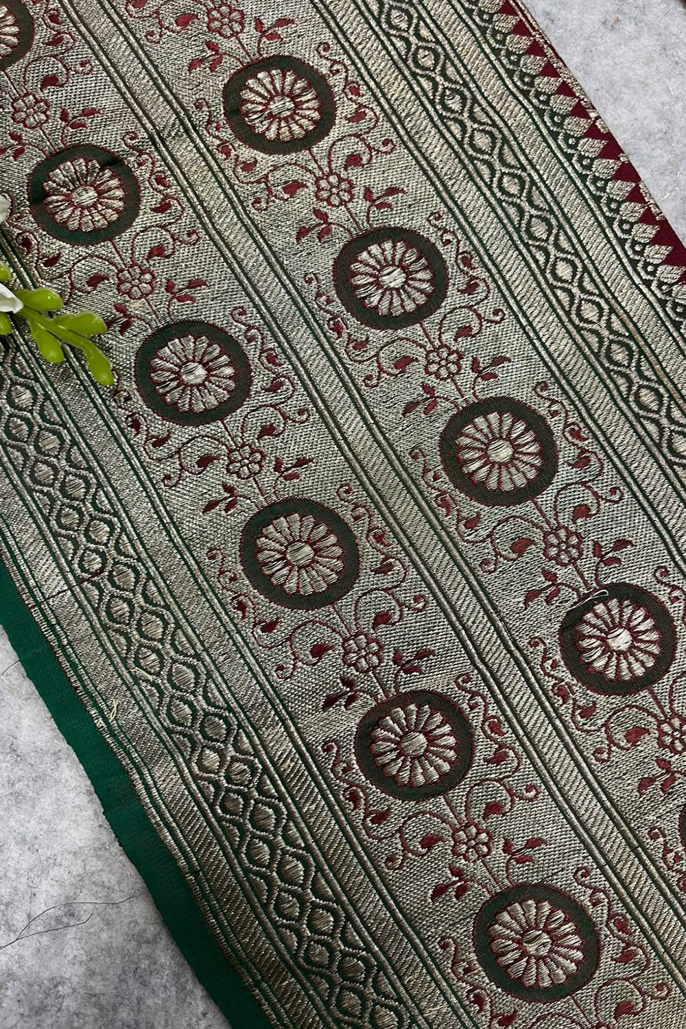 Green Banarasi Pure Silk Vintage Border Lace ( 1 Mtr )