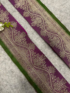 IL2B126102207 Purple Banarasi Pure Silk Vintage Border Lace