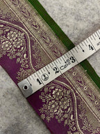 IL2B126102207 Purple Banarasi Pure Silk Vintage Border Lace