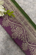 IL2B126102207 Purple Banarasi Pure Silk Vintage Border Lace