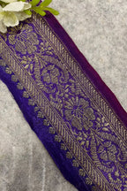 IL2B126102209 Purple Banarasi Pure Silk Vintage Border Lace