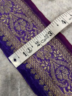 IL2B126102209 Purple Banarasi Pure Silk Vintage Border Lace