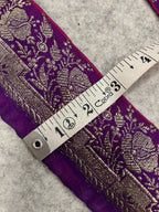 IL2B126102210 Purple Banarasi Pure Silk Vintage Border Lace
