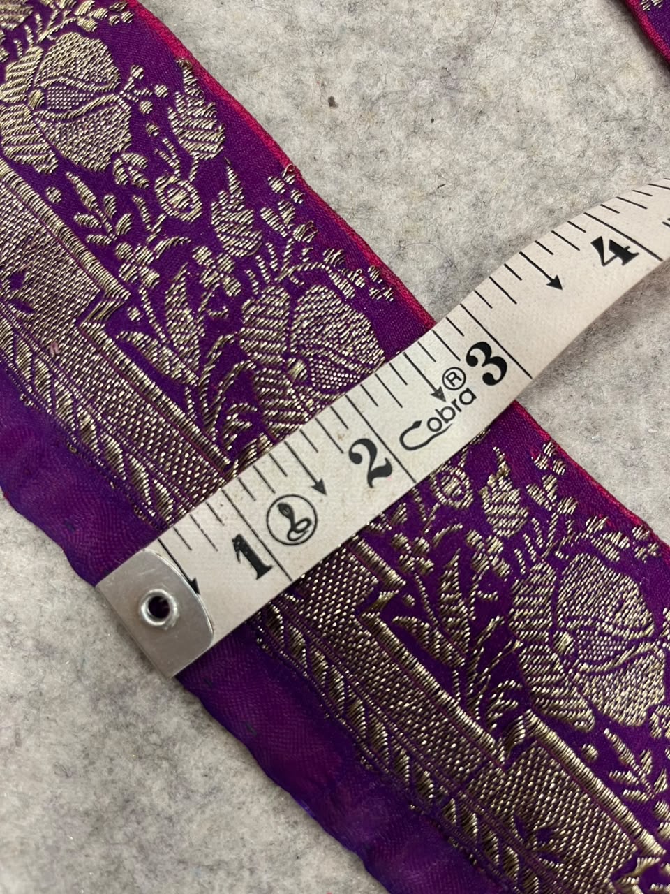IL2B126102210 Purple Banarasi Pure Silk Vintage Border Lace