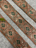 IL2B126102212 Peach Banarasi Pure Silk Vintage Border Lace