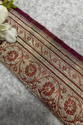 Maroon Banarasi Pure Silk Vintage Border Lace ( 1 Mtr )