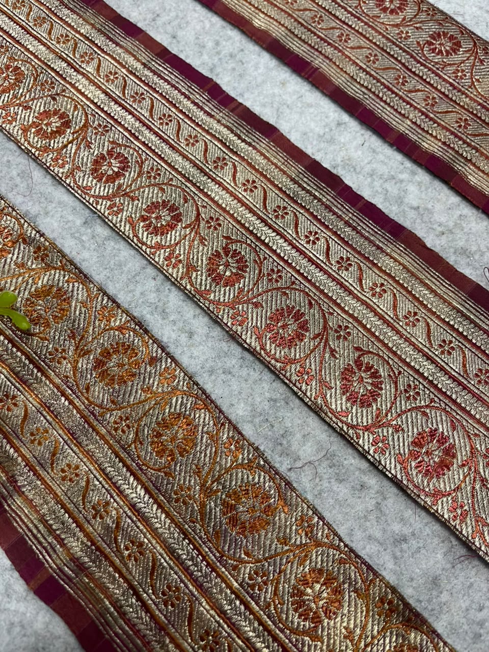 Maroon Banarasi Pure Silk Vintage Border Lace ( 1 Mtr )