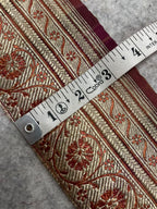Maroon Banarasi Pure Silk Vintage Border Lace ( 1 Mtr )