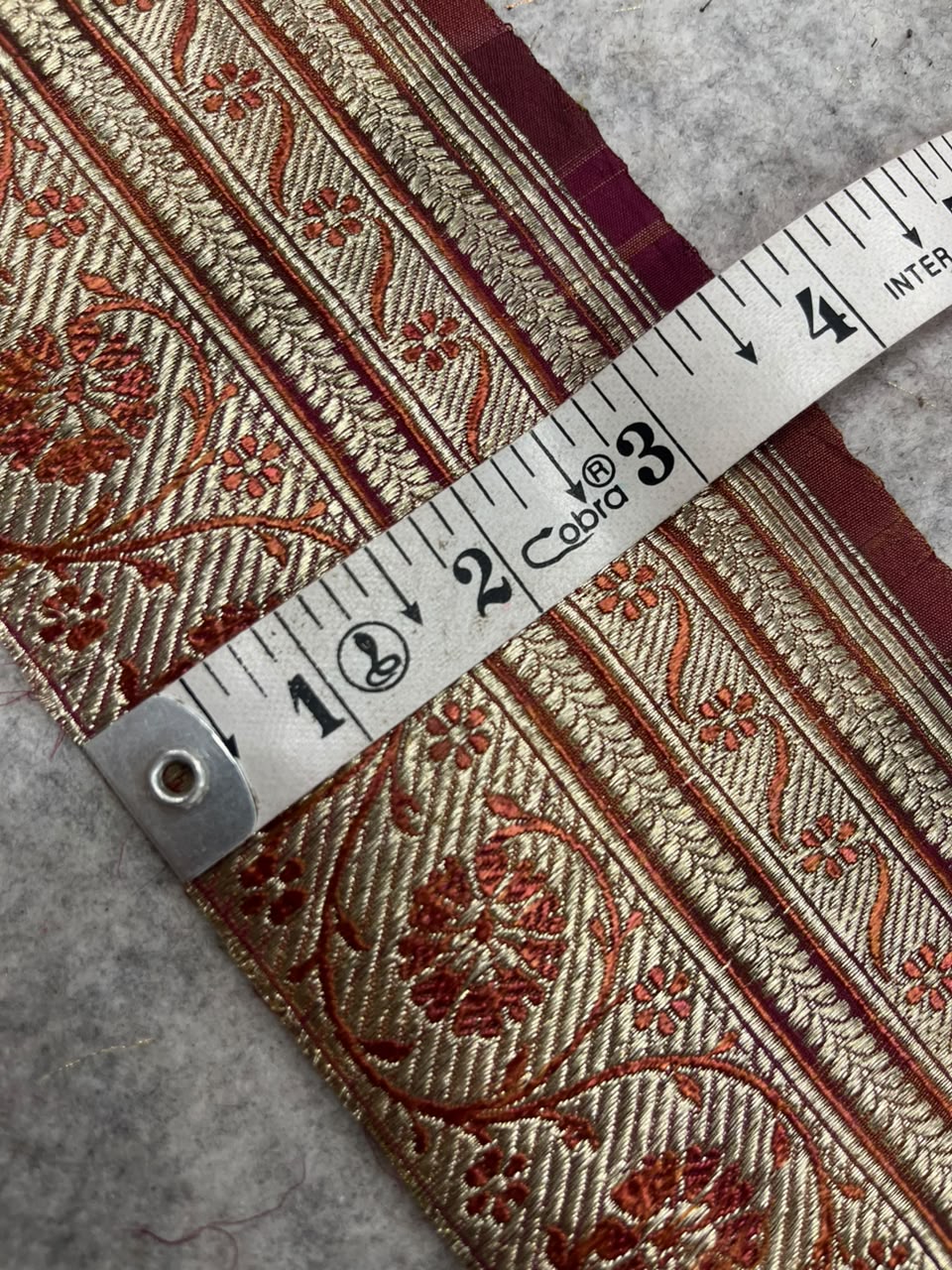 Maroon Banarasi Pure Silk Vintage Border Lace ( 1 Mtr )