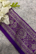 Purple Banarasi Pure Silk Vintage Border Lace ( 1 Mtr )