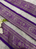 Purple Banarasi Pure Silk Vintage Border Lace ( 1 Mtr )