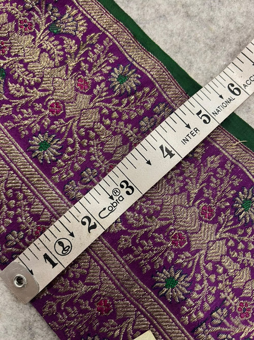 Purple Banarasi Pure Silk Vintage Border Lace ( 1 Mtr )