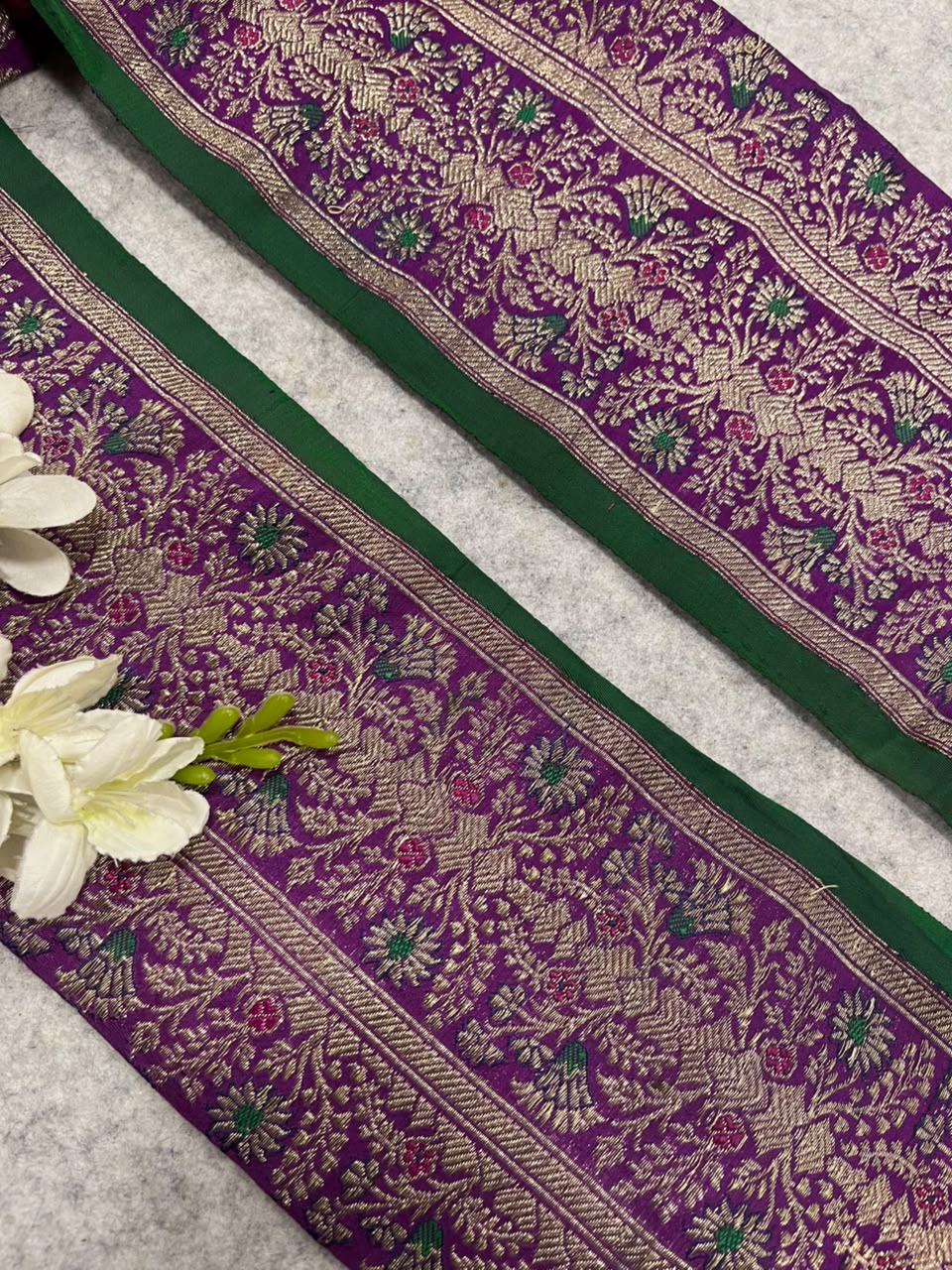 Purple Banarasi Pure Silk Vintage Border Lace ( 1 Mtr )