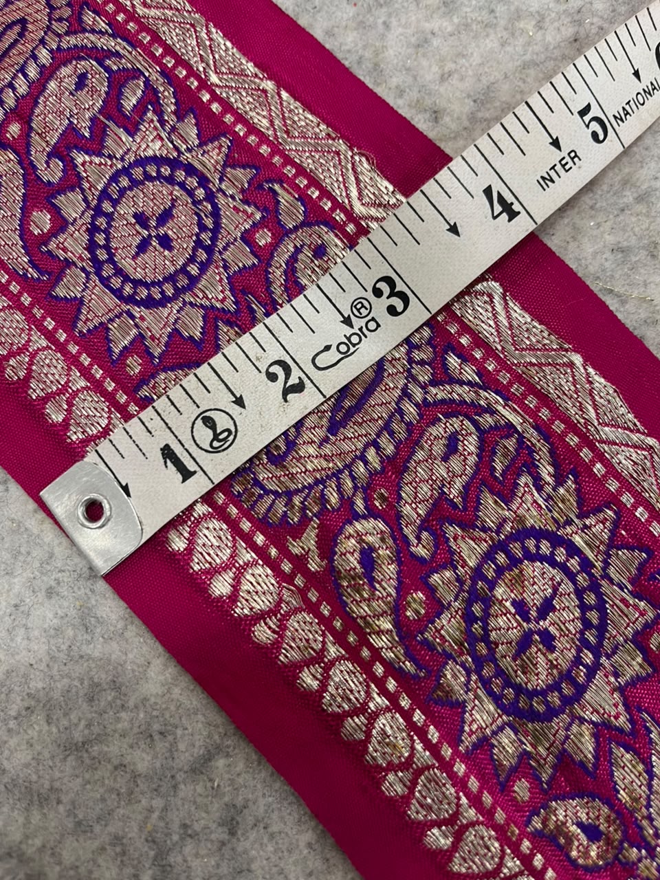 Pink Banarasi Pure Silk Vintage Border Lace ( 1 Mtr )