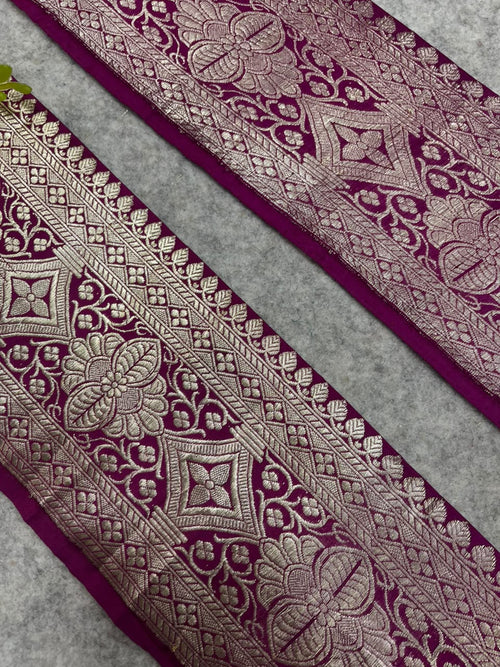 Purple Banarasi Pure Silk Vintage Border Lace ( 1 Mtr )
