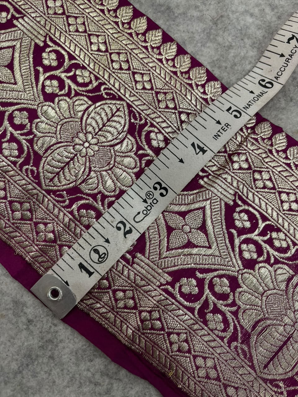 Purple Banarasi Pure Silk Vintage Border Lace ( 1 Mtr )