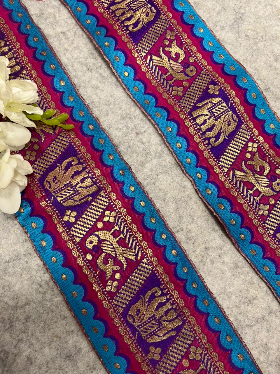 Blue Banarasi Pure Silk Vintage Border Lace ( 1 Mtr )