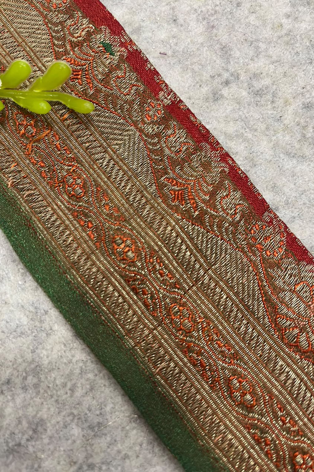 Orange Banarasi Pure Silk Vintage Border Lace ( 1 Mtr )