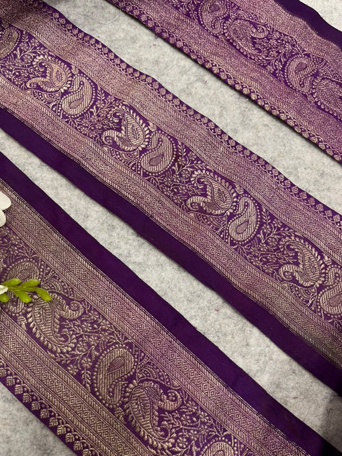 Purple Banarasi Pure Silk Vintage Border Lace ( 1 Mtr )