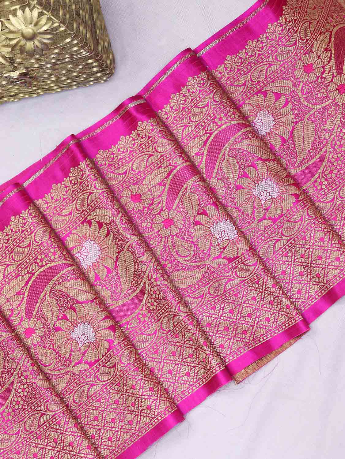 Pink Banarasi Silk Lace ( 1 Mtr ) - Luxurion World