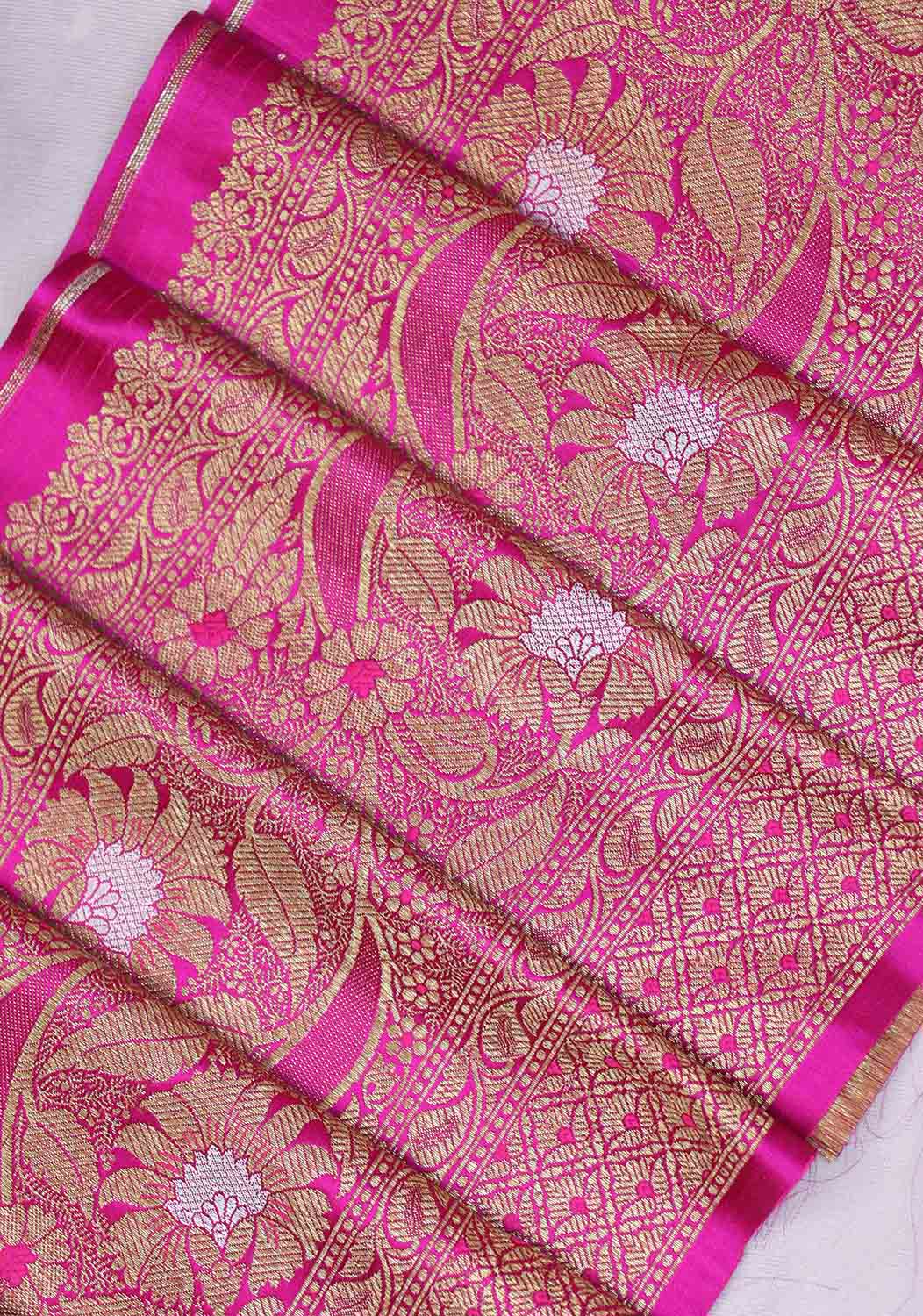 Pink Banarasi Silk Lace ( 1 Mtr ) - Luxurion World