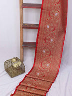 Red Banarasi Silk Lace ( 0.75 Mtr ) - Luxurion World