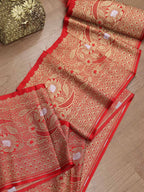 Red Banarasi Silk Lace ( 0.75 Mtr ) - Luxurion World