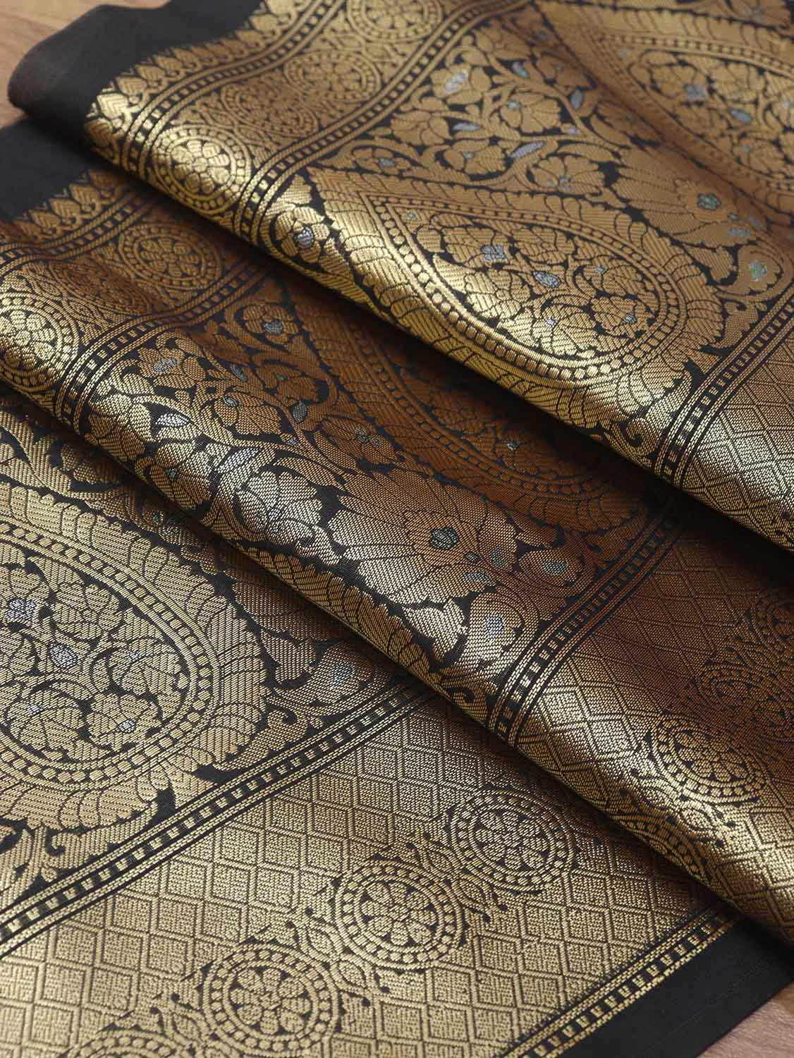 Elegant Black Banarasi Silk Lace - 0.5 Mtr - Luxurion World