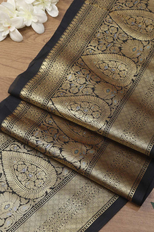 Elegant Black Banarasi Silk Lace - 0.5 Mtr - Luxurion World