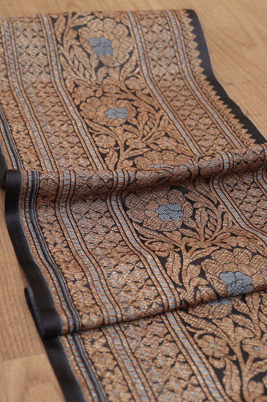 Black Banarasi Silk Lace ( 4 Mtr ) - Luxurion World