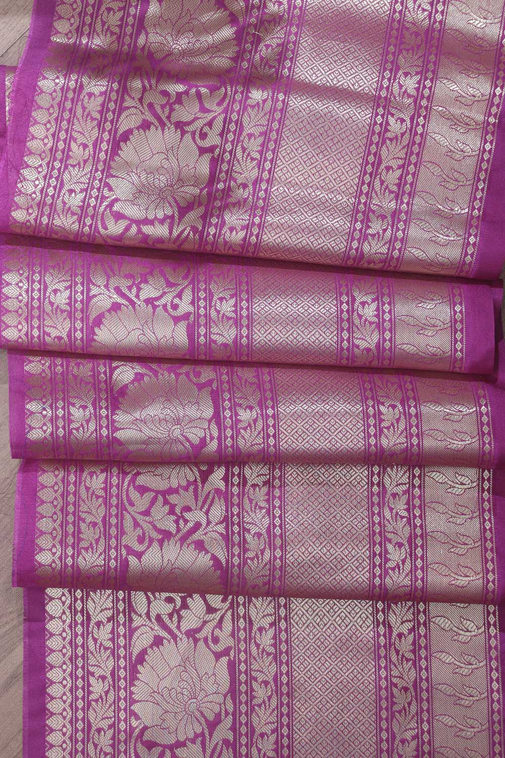 Elegant Purple Banarasi Silk Lace: A Timeless Touch of Luxury  (1 mtr) - Luxurion World