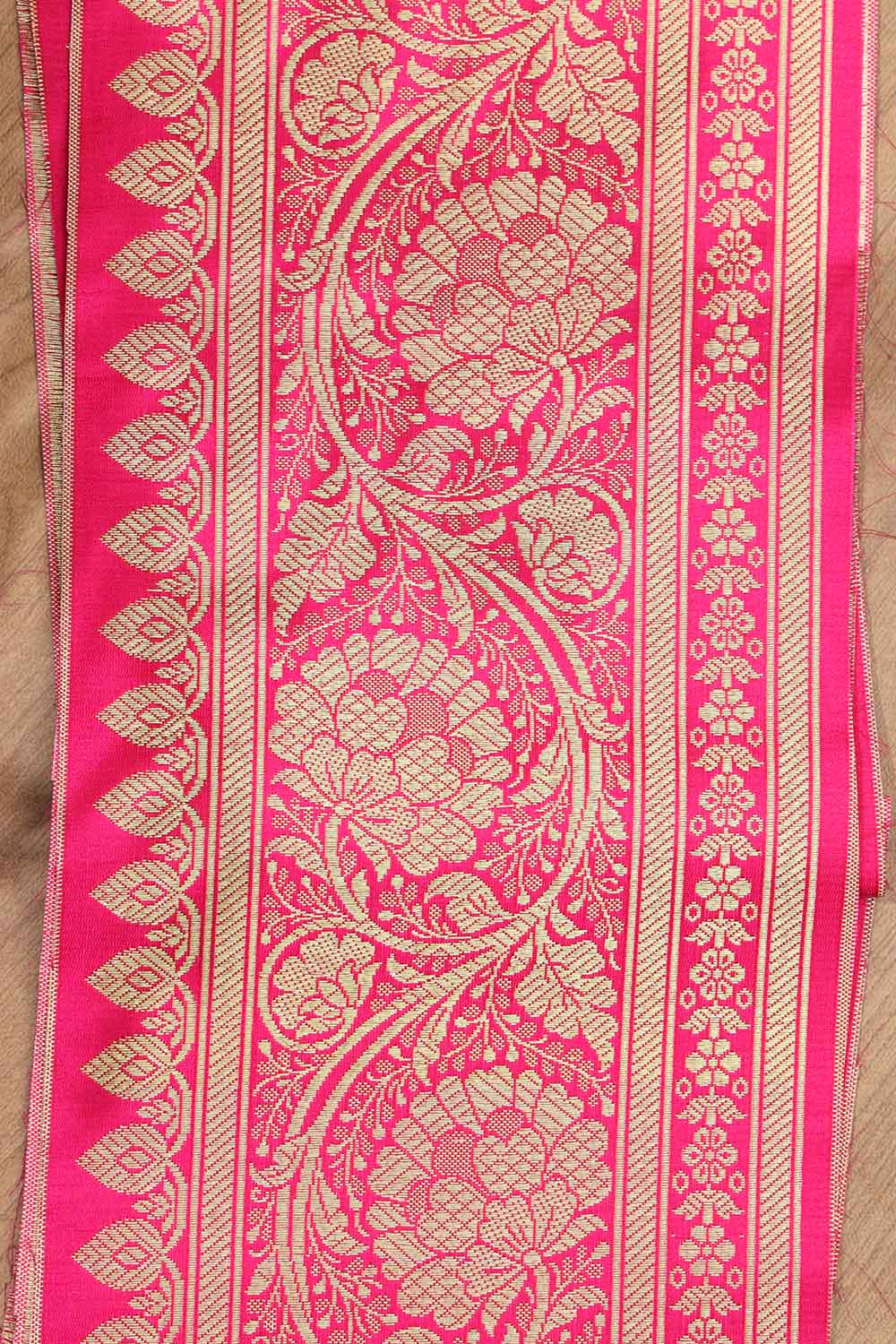 Elegant Pink Banarasi Silk Lace ( 0.5 Mtr ) - Luxurion World