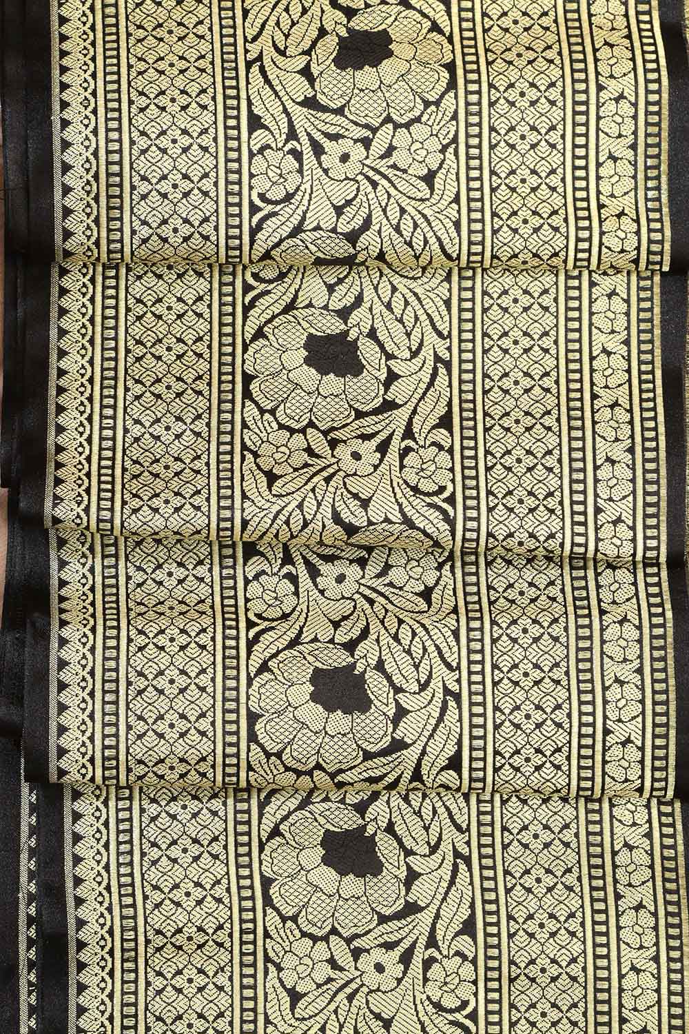 Elegant Black Banarasi Silk Lace ( 1 Mtr ) - Luxurion World