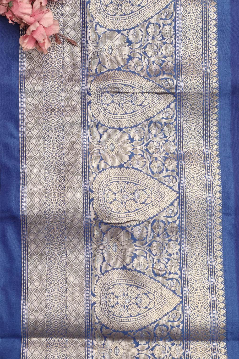 Blue Banarasi Silk Lace Saree ( 1 Mtr ) - Luxurion World