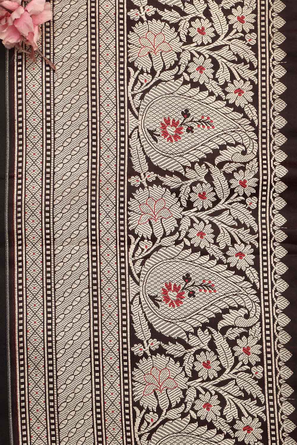 Stunning Maroon Banarasi Silk Lace ( 1 Mtr ) - Luxurion World